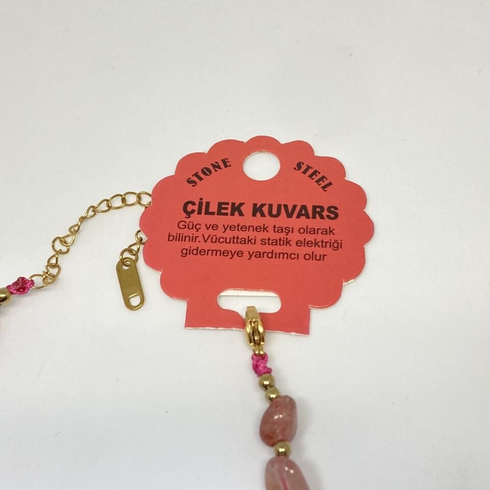 Çilek Kuvars Doğal Taş Bileklik
