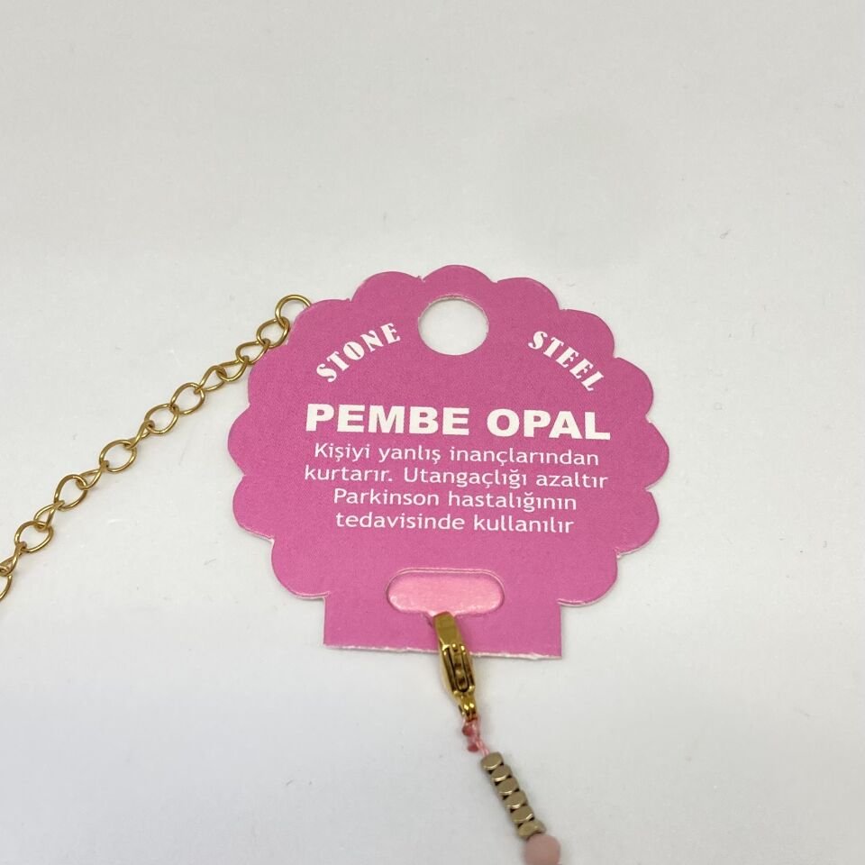 Pembe Opal Doğal  Taş Bileklik