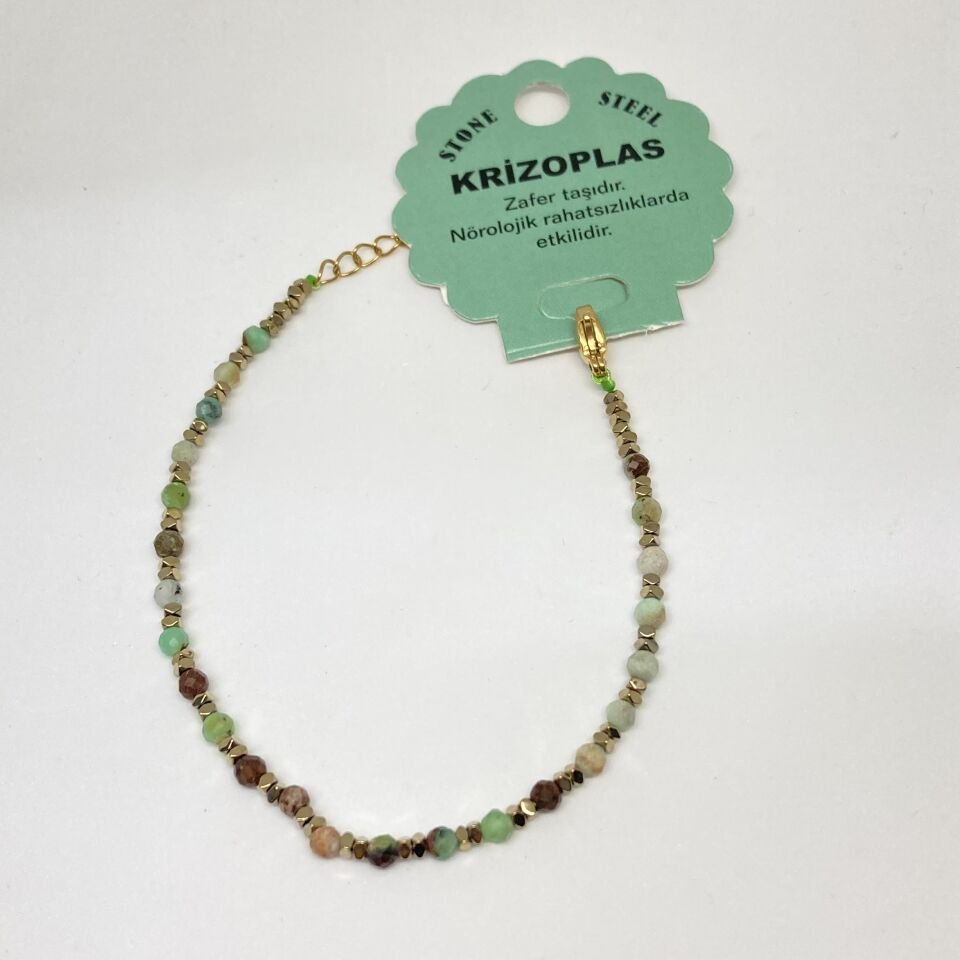 Krizoplas Doğal  Taş Bileklik