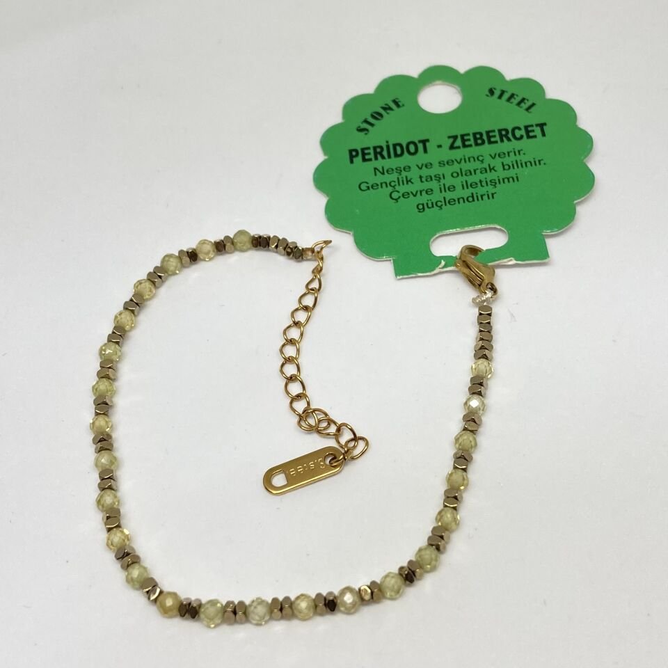 Peridot-Zebercet Doğal Taş Bileklik
